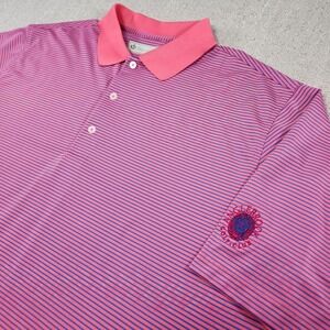 Donald Ross Polo Shirt Men XL Striped Pink Performance Anglebrook Golf Club